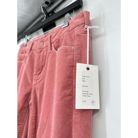 NWT MOTHER Looker Ankle Cropped Chew Corduroy Jeans Pant Pink Size 24 Rise 8-5 - Picture 9 of 16